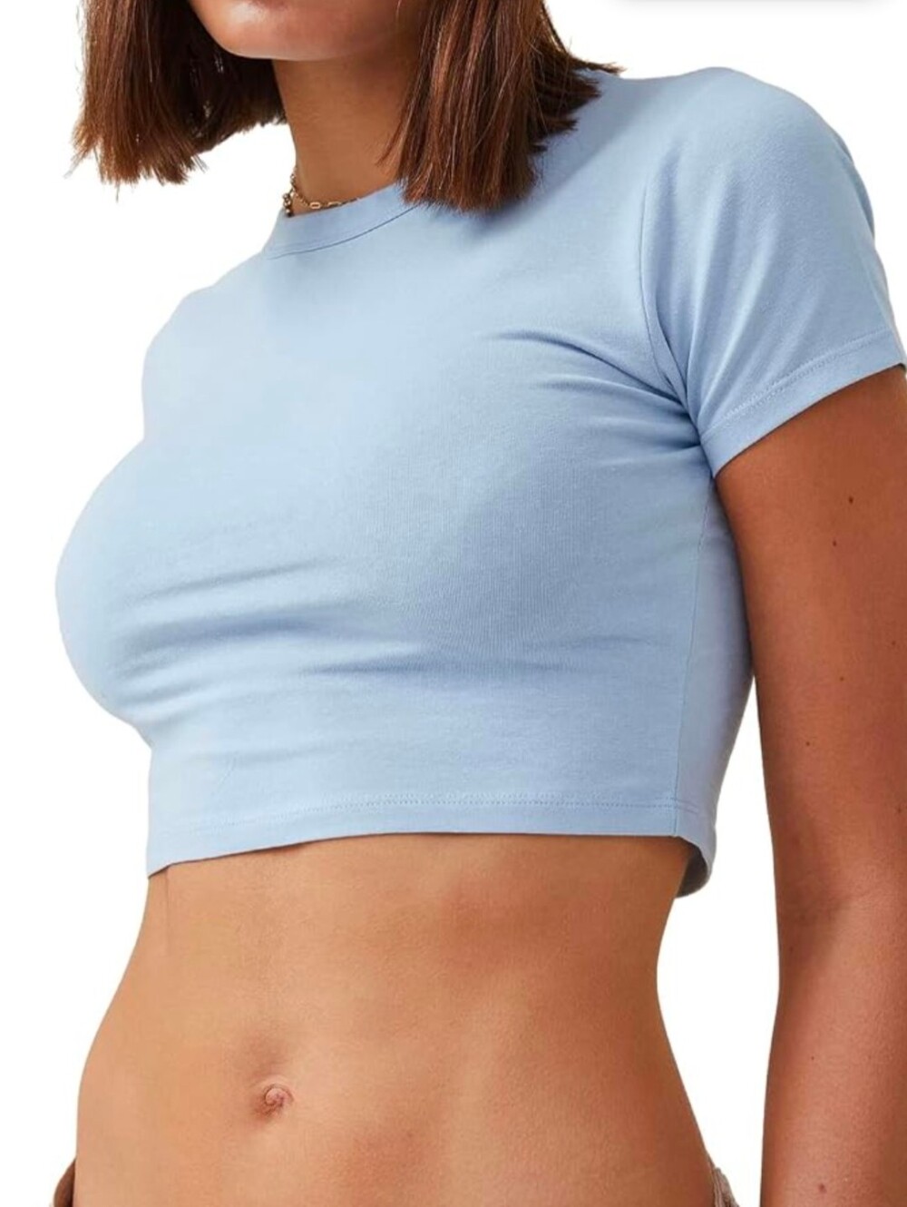 Zara Cotton Light Blue Crop Top Kids L